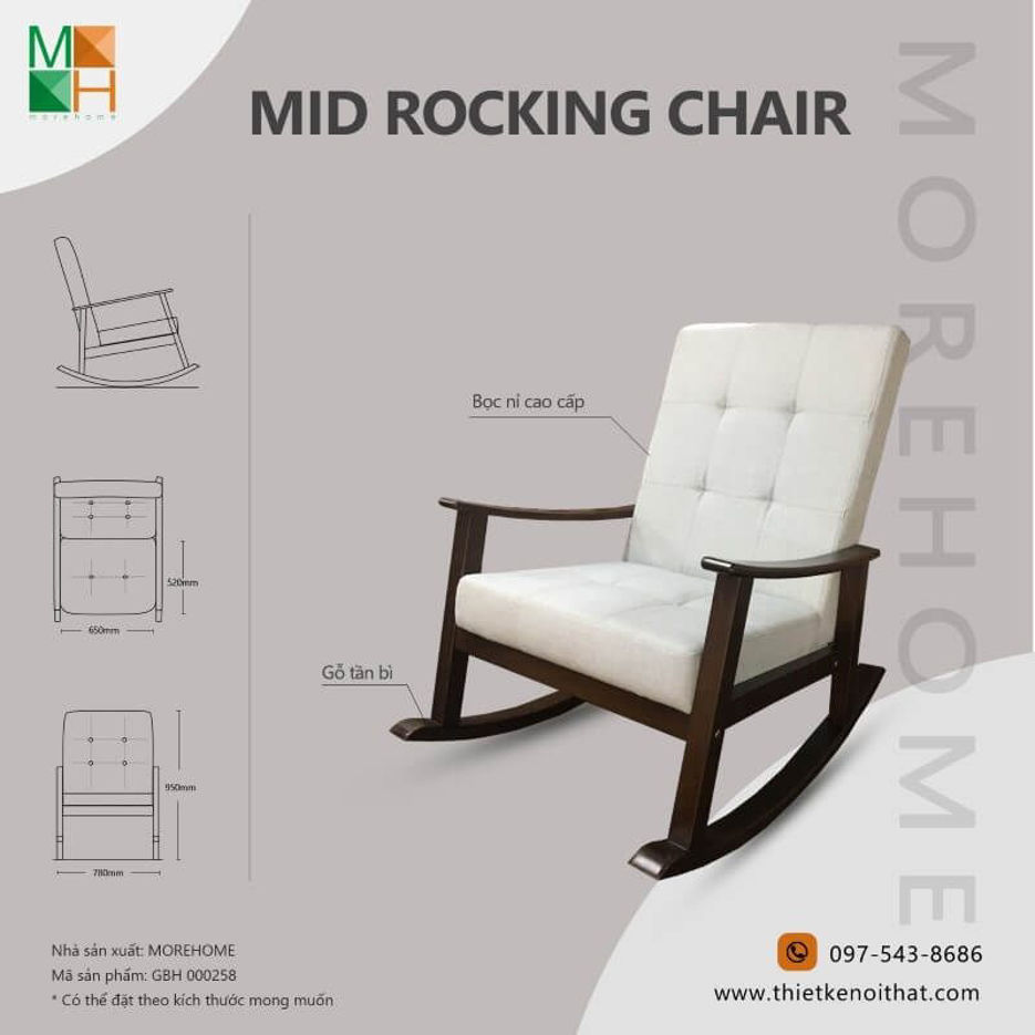 Mẫu ghế sofa thư giãn bập bênh bằng gỗ tần bì phun sơn Alkana cao cấp, đệm ngồi được bọc nỉ êm ái, với chân ghế được thiết kế thành một đường cánh cung, khi sử dụng ghế sẽ tạo độ đung đưa nhẹ nhàng. Có thể bố trí ghế trong phòng ngủ để bạn có thể ngồi thư giãn đọc sách trước khi nghỉ ngơi